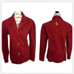 BABY PHAT DENIM RED JACKET GOLD BUTTONS VICTORIAN PUFF SLEEVES SIZE LARGE